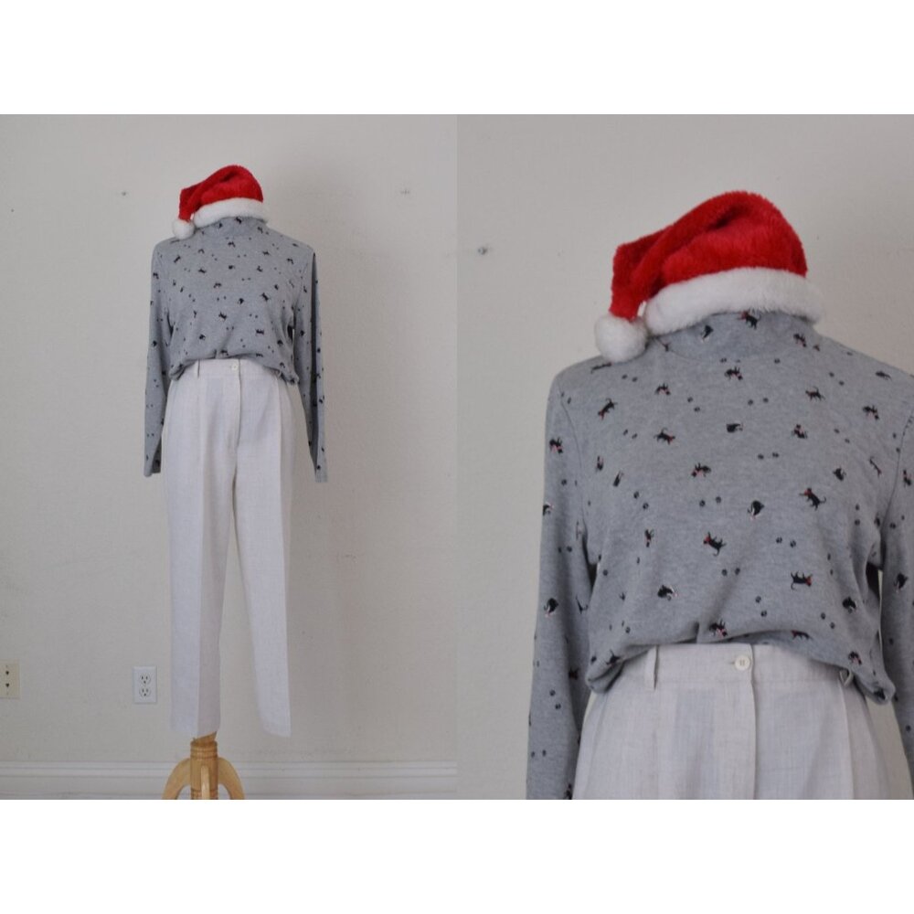 Christmas Cat Mock Neck shirt‎ size L